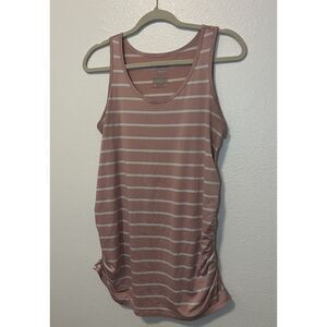 Time and Tru Maternity Pink White Striped Knit Sleeveless Tank Top M (8-10)